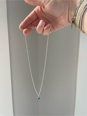 Delicate Silver Necklace with Teardrop Turquoise Pendant